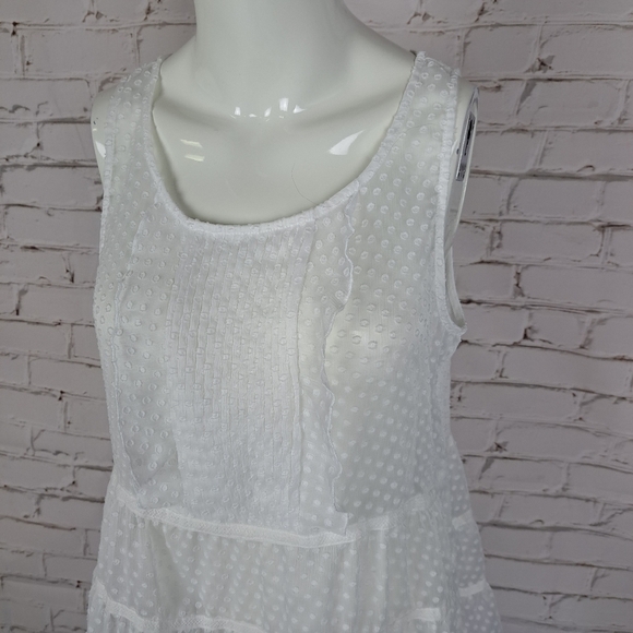 ANTHROPOLOGIE MAEVE RUFFLED‎ CLIPDOT TANK WHITE DOTTED - Picture 3 of 9